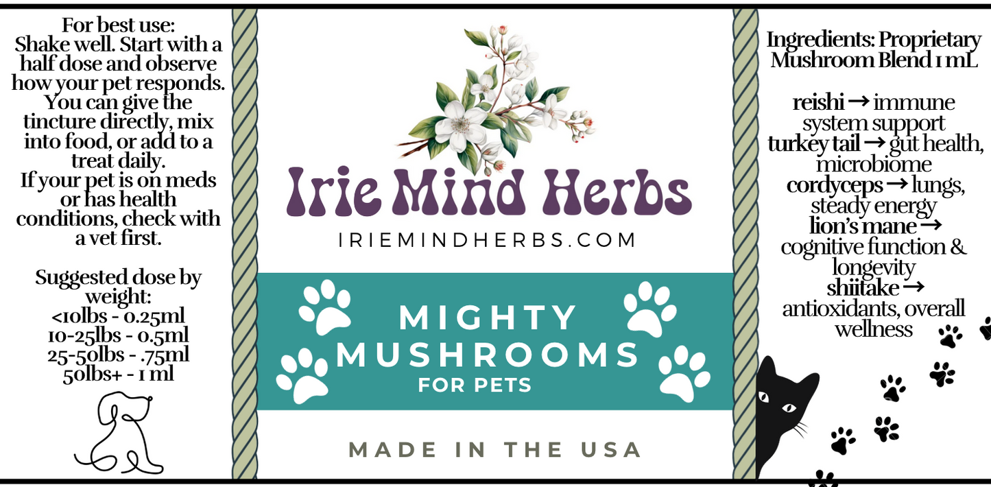 Mighty Mushrooms | Stress & Anxiety | Organic Tinctures for Pets